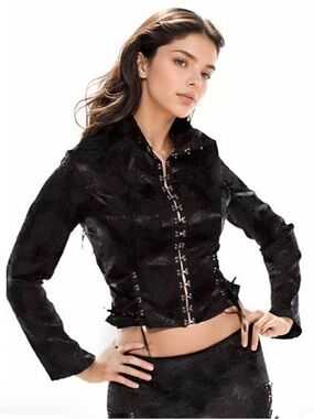Black Women's Satin Corset Jacket - Fashion Jacket
